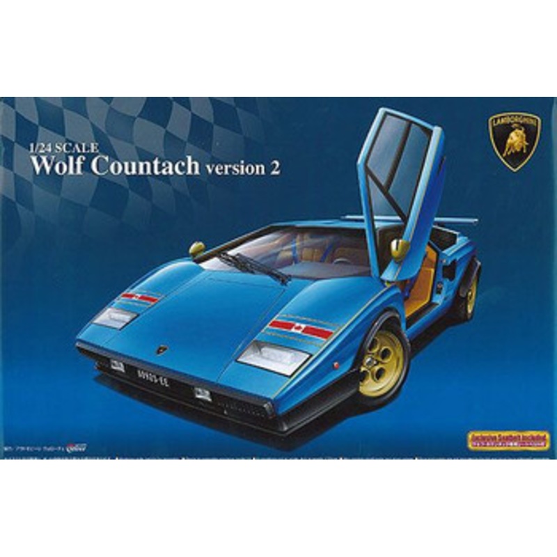 Aoshima The Super Car 1/24 Lamborghini Wolf Countach Version 2 Plastic Model