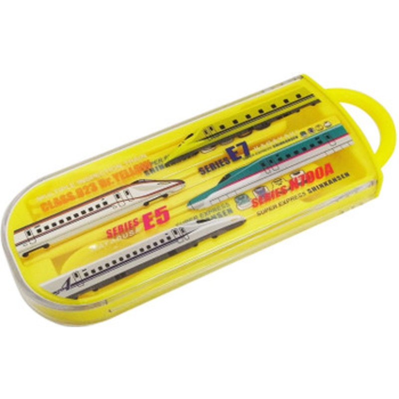 Trio (Spoon/Fork/Chopsticks) Set in Slid Case Shinkansen (Yellow)