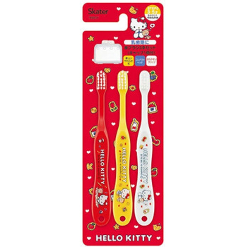 Skater Soft Toothbrush Set (3 pcs) For Kindergarten Kids Hello Kitty Cookie
