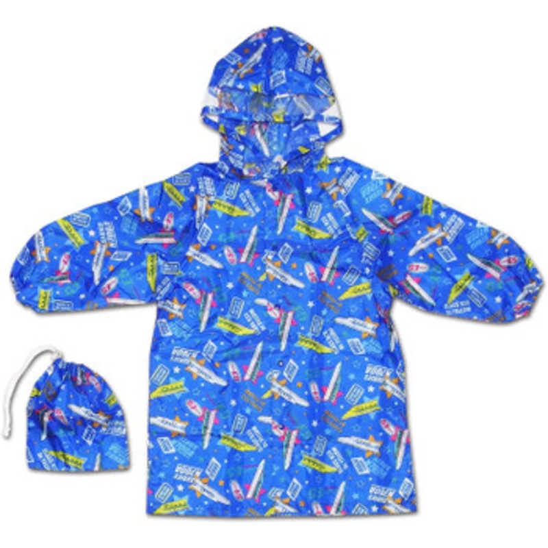 Train Coat (Raincoat) For Kids Shinkansen Blue