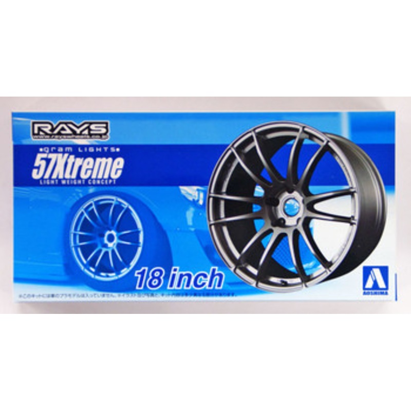 Aoshima Tuned Parts 1/24 Gram Lights 57 Extreme 18inch Tire & Wheel Set