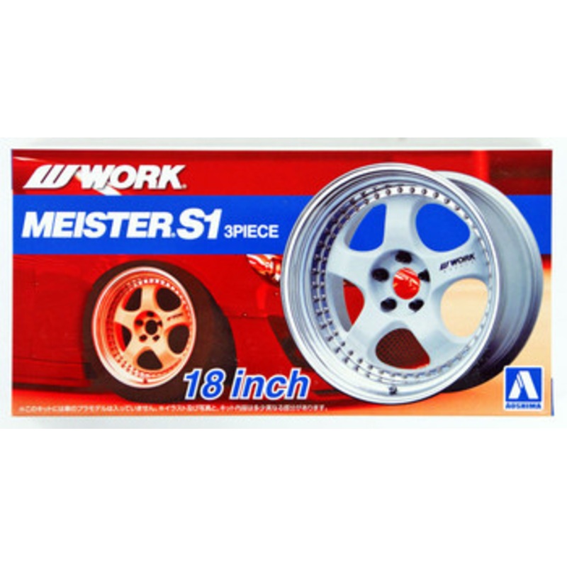 Aoshima Tuned Parts 1/24 Work Maister S1 3peace 18inch Tire & Wheel Set
