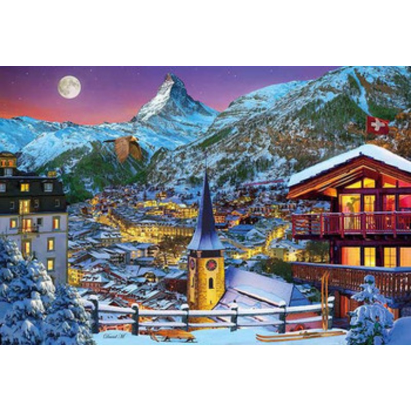 Appleone 300-362 Jigsaw Puzzle Moonlit Zermatt in Switzerland (300 Pieces)