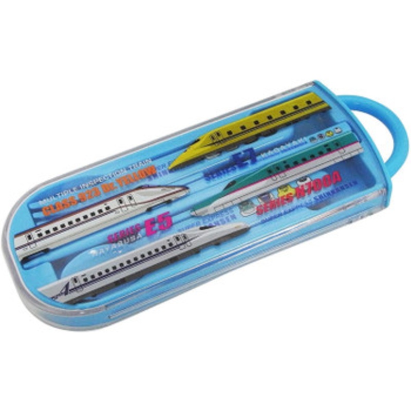 Trio (Spoon/Fork/Chopsticks) Set in Slid Case Shinkansen (Blue)