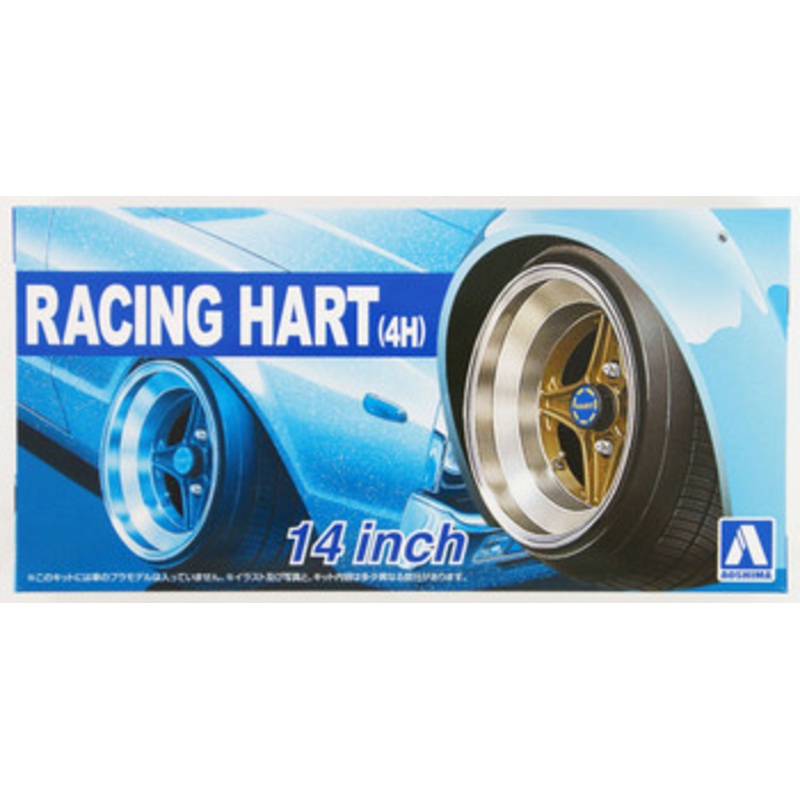 Aoshima Tuned Parts 1/24 Racing Hart 4h 14inch Tire & Wheel Set