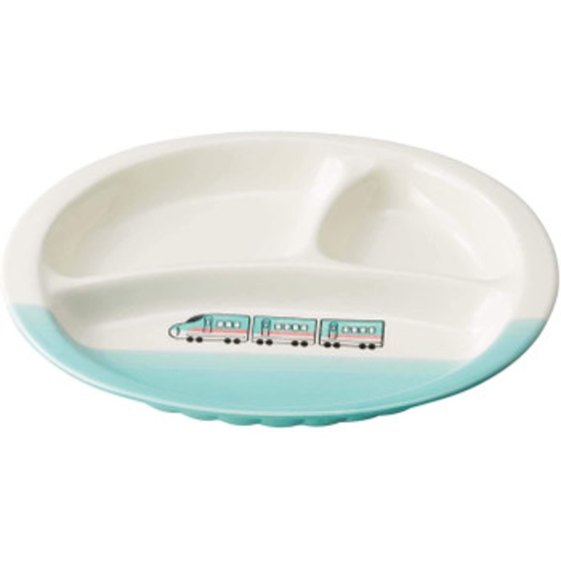 Banko Ware (Banko-yaki) Lunch Plate for Kids Bullet Train Emerald
