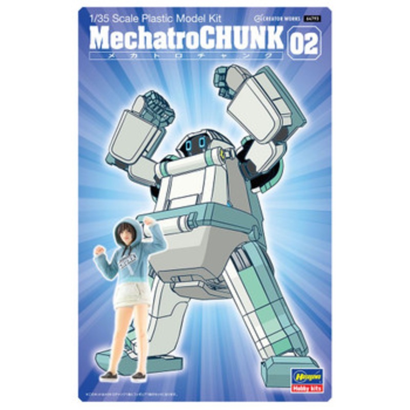 Hasegawa 1/35 Mechatro Chank No.02 Grayish Mint w/Support Girl Plastic Model