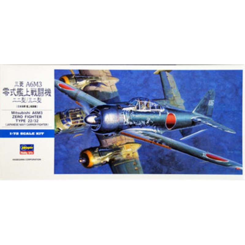 Hasegawa 1/72 Mitsubishi A6M3 Zero Fighter Type 22/32 Plastic Model