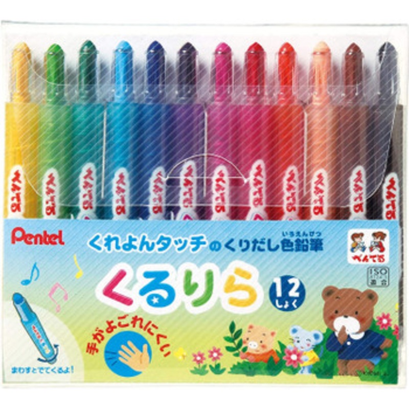 Pentel Kururira Crayon Touch Color Pencil 12 Color Set
