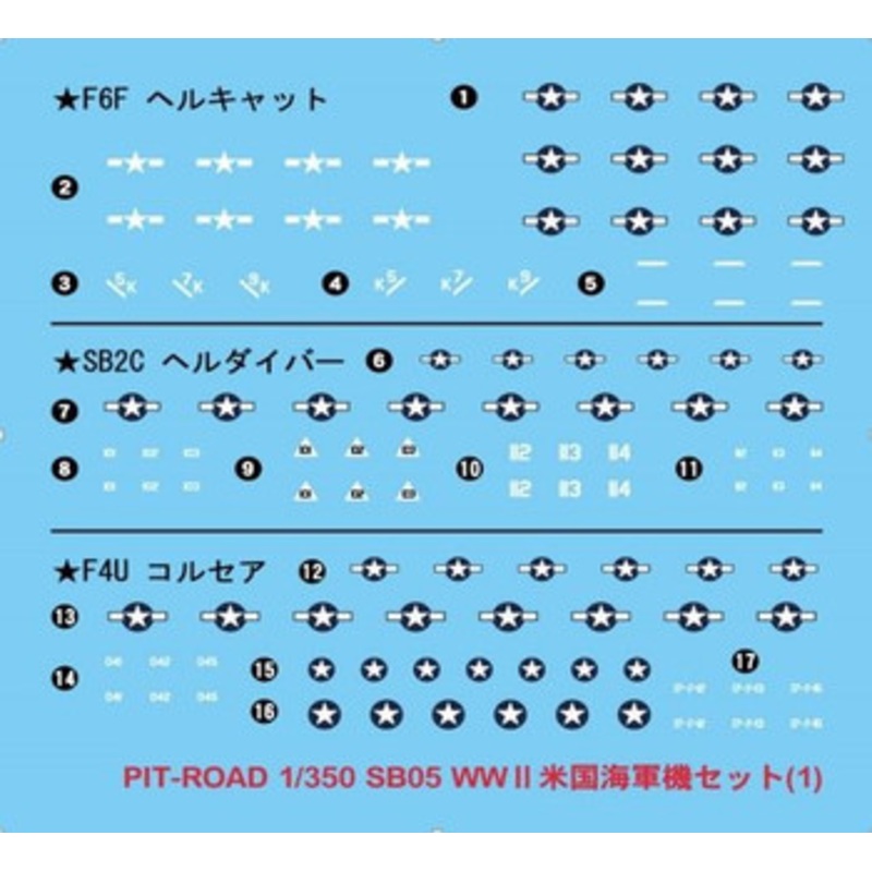 Pit-Road 1/350 WW II Decal set for US Navy Aircraft