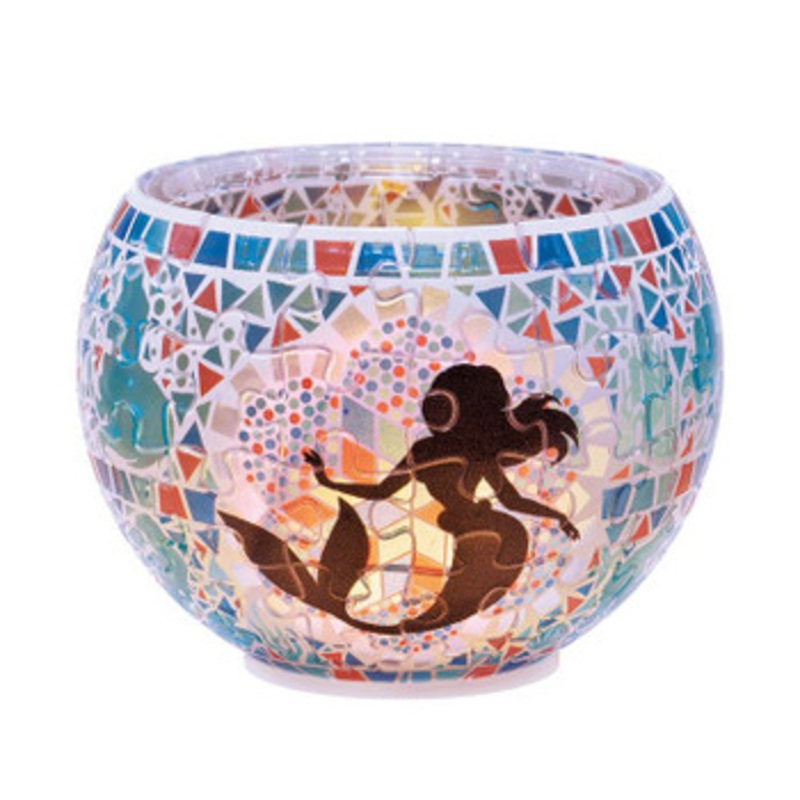 Yanoman 2201-54 3D LED Lamp Shade Puzzle Disney Glass Mosaic The Little Mermaid Ariel (80 Pieces)