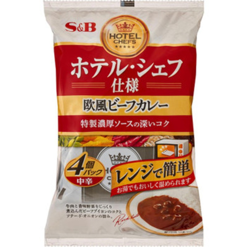 S & B Hotel Chef European Beef Curry Pack Of 4 Medium 680G