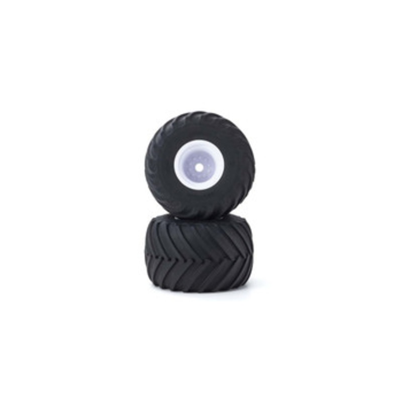Kyosho MATH001W Monster Tire with Wheel (White/V-Shaped/2pcs)