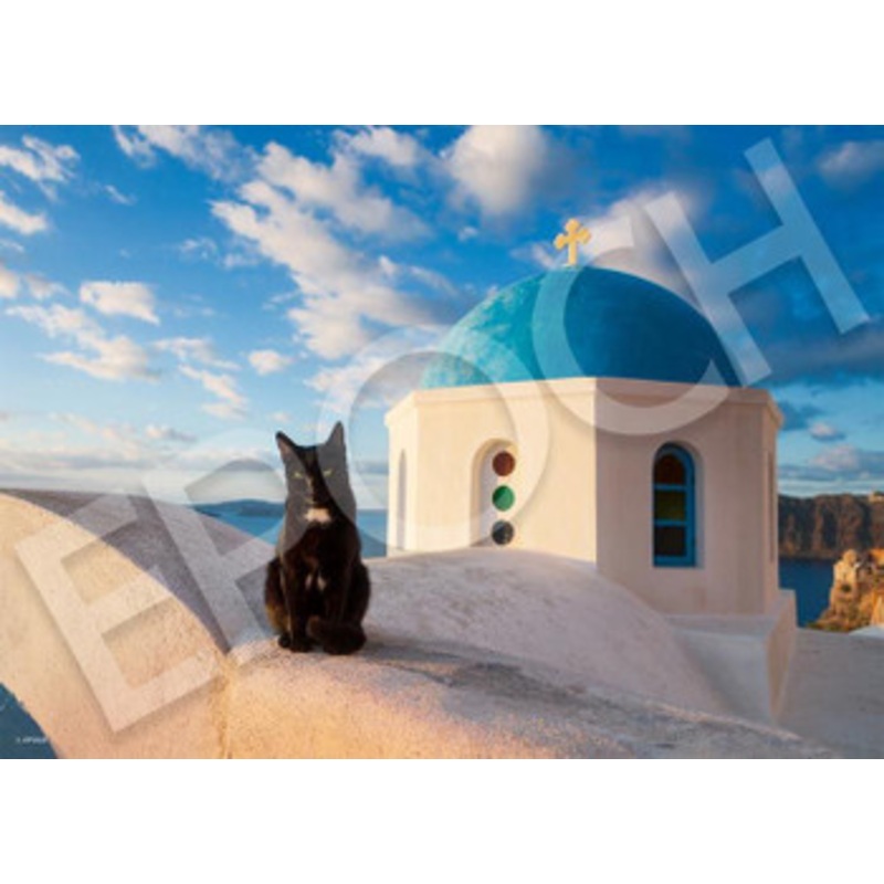 Epoch 05-205s Jigsaw Puzzle Mysterious Santorini & Black Cat (500 Pieces)
