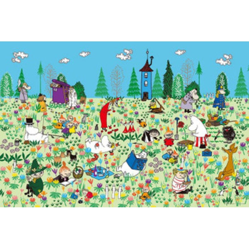 Yanoman 10-1398 Jigsaw Puzzle Moomin Picnic in a Flowerfield (1000 Pieces)