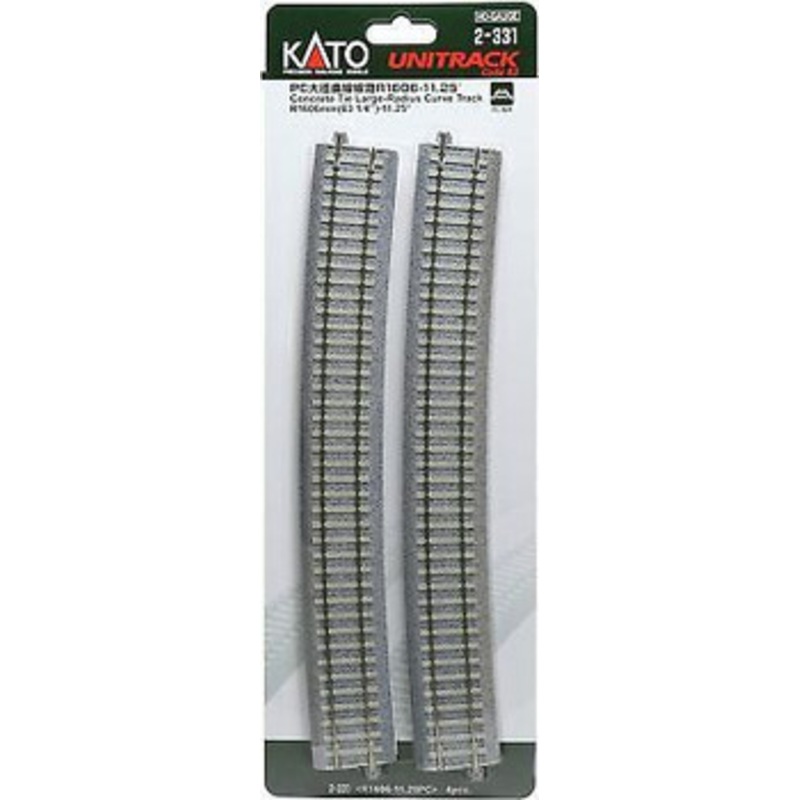 Kato 2-331 Concrete Tie Large Radius Curve Track R1606mm (63 1/4) 11.25 (4 pcs.) (HO scale)
