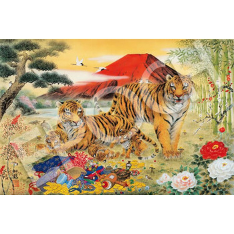 Epoch 15-086 Jigsaw Puzzle Japanese Good Fortune Tigers (1500 S-Pieces)