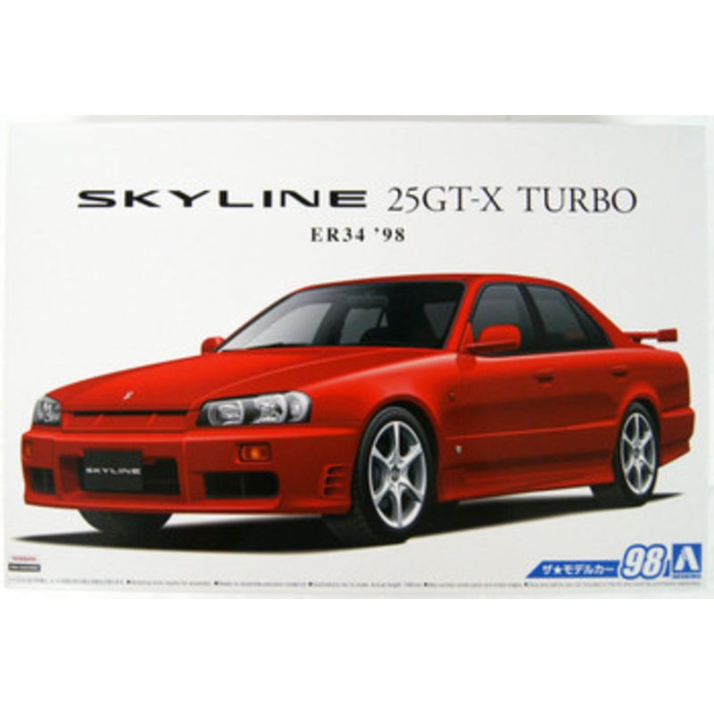 Aoshima The Model Car 1/24 Nissan ER34 Skyline 25GT-X Turbo ’98 Plastic Model