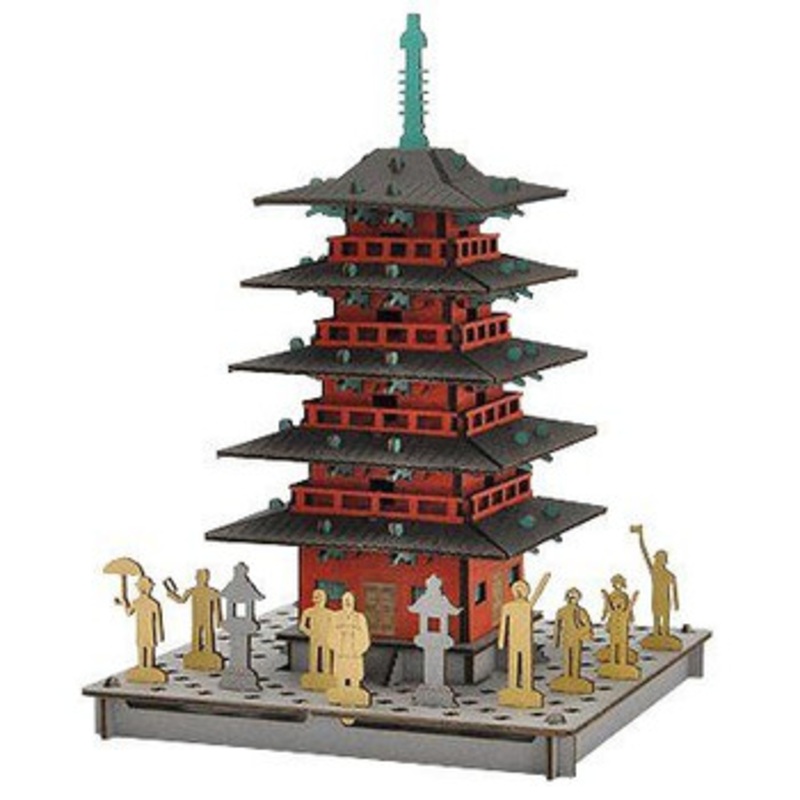 hacomo PUSUPUSU Paper Craft Five-Story Pagoda Red