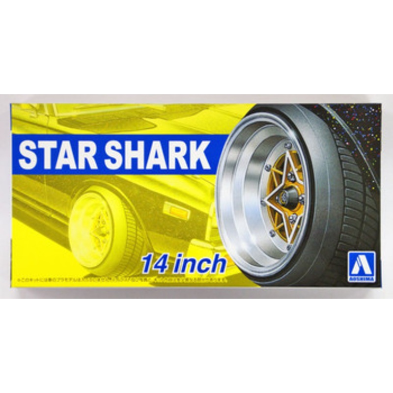 Aoshima Tuned Parts 1/24 Star Shark 14inch Tire & Wheel Set