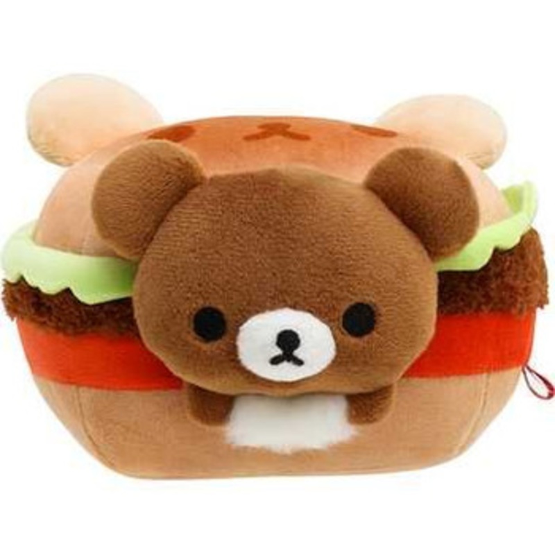 San-x Rilakkuma Chairoikoguma Hamburger Plush Toy
