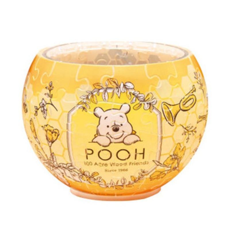 Yanoman 2201-64 3D LED Lamp Shade Puzzle Disney Winnie The Pooh Botanical Pattern (80 Pieces)