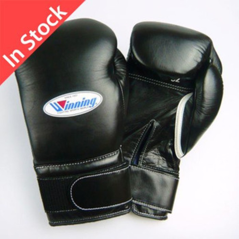 Winning Boxing Gloves MS-600-B Hook-and-Loop Pro Type 16 oz Black(Made in Japan)