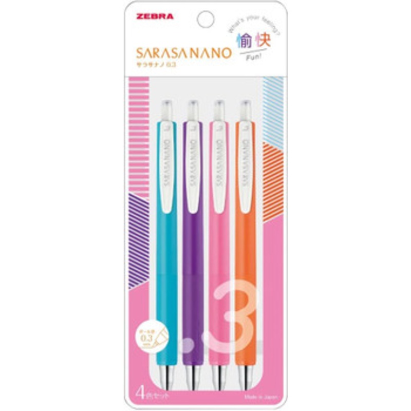 Zebra Sarasa Nano 0.3 4 Color Set Pleasure