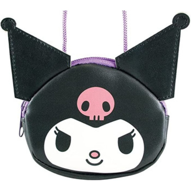 T’s Factory Sanrio Kuromi Face Pouch With Neck Strap