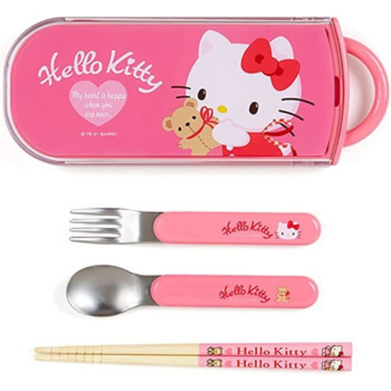 Sanrio Lunch Trio Set (Fork, Spoon, Chopsticks) Hello Kitty