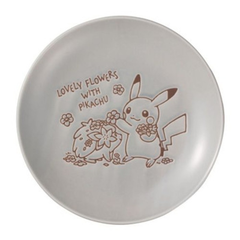 Pokemon Center Original Plate Lovely Flowers With Pikachu Blue Gray (M)