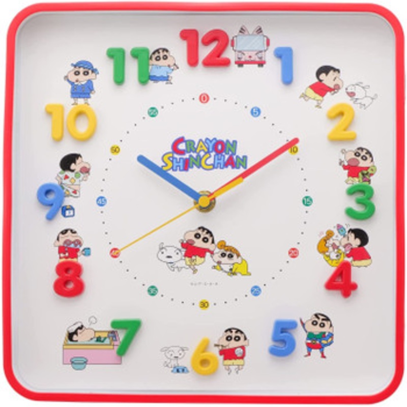 T’s Factory Crayon Shin-chan Icon Square Wall Clock Red