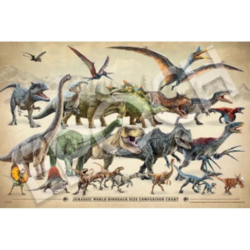 Epoch 12-521s Jigsaw Puzzle Jurassic World Dinosaur Size Comparison Chart (1000 Pieces)