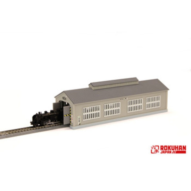Rokuhan S070-1 Automatic Opening and Closing Door Engine House (Gray) (Z Scale)
