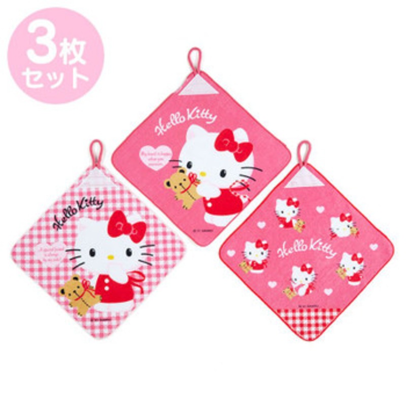 Sanrio Hand Towels with Loops (Set of 3) Hello Kitty