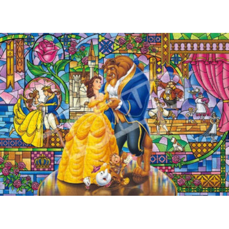Tenyo D300-717 Jigsaw Puzzle Disney Beauty and the Beast Love Stained Glass (300 Pieces)