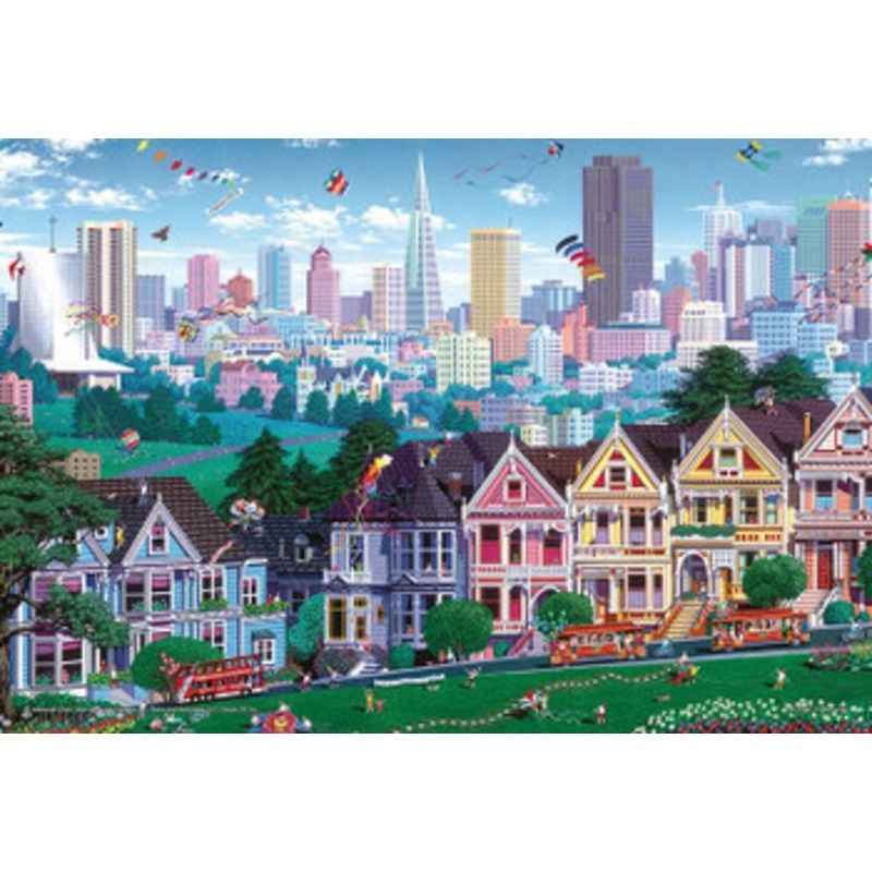 Yanoman 03-929 Jigsaw Puzzle Alexander Chen Alamo Square Vacation Day (300 Pieces)