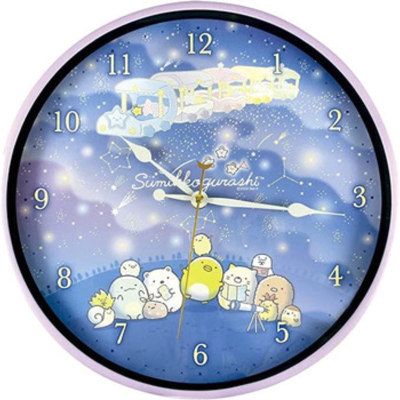 T’s Factory Sumikko Gurashi Glow in the Dark Wall Clock – A Walk in Starry Sky / Purple