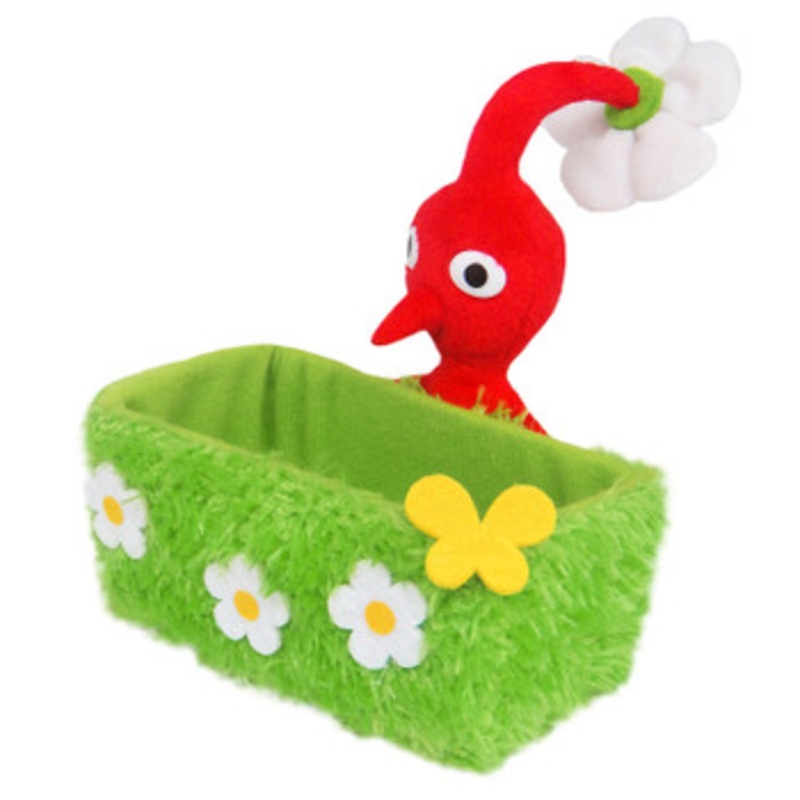 San-ei Pikmin Accessory Case Plush Doll Red Pikmin (Grass-design)