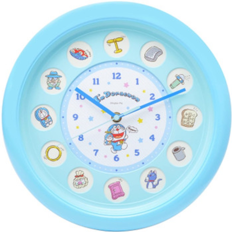 T’s Factory Doraemon Circle Window Wall Clock Blue