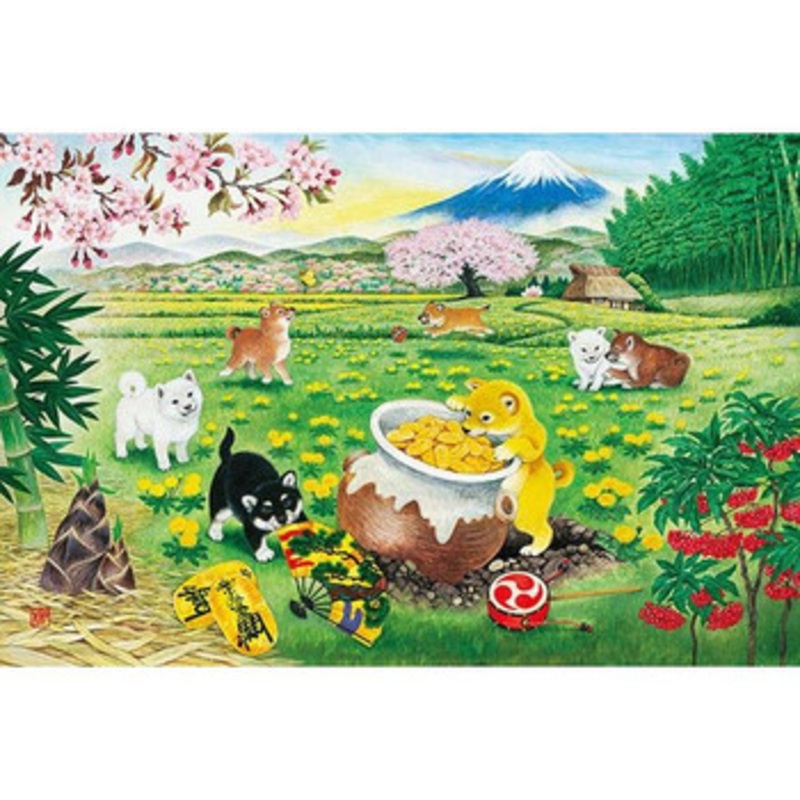 Appleone Jigsaw Puzzle Japanese Art Good Fortune Dogs (1000 Pieces)