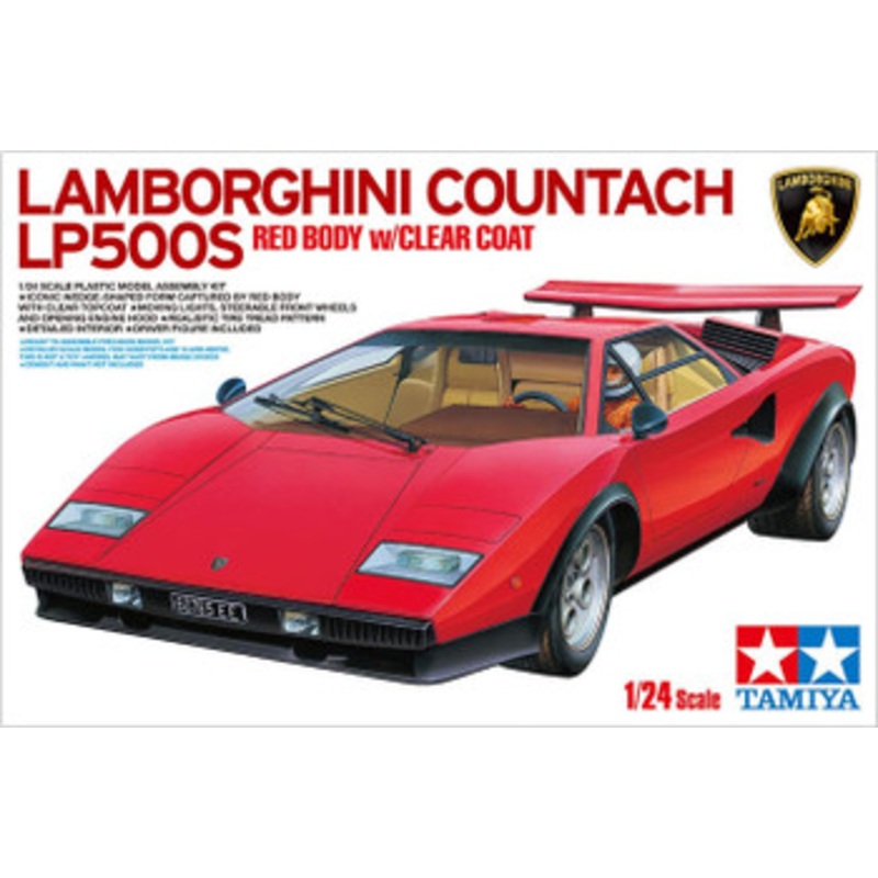 Tamiya 25192 1/24 Lamborghini Countach LP500S Red Body w/Clear Coat Plastic Model