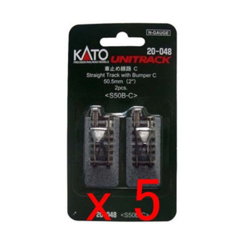 5x Kato 20-048 Straight Track with Bumper C 50.5mm (2′) S50B-C (2pcs.) (N scale)
