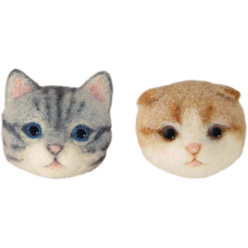 Hamanaka H441-559 Felt Wool Brooch Cat series American Shorthair and Scottish Fold Kit