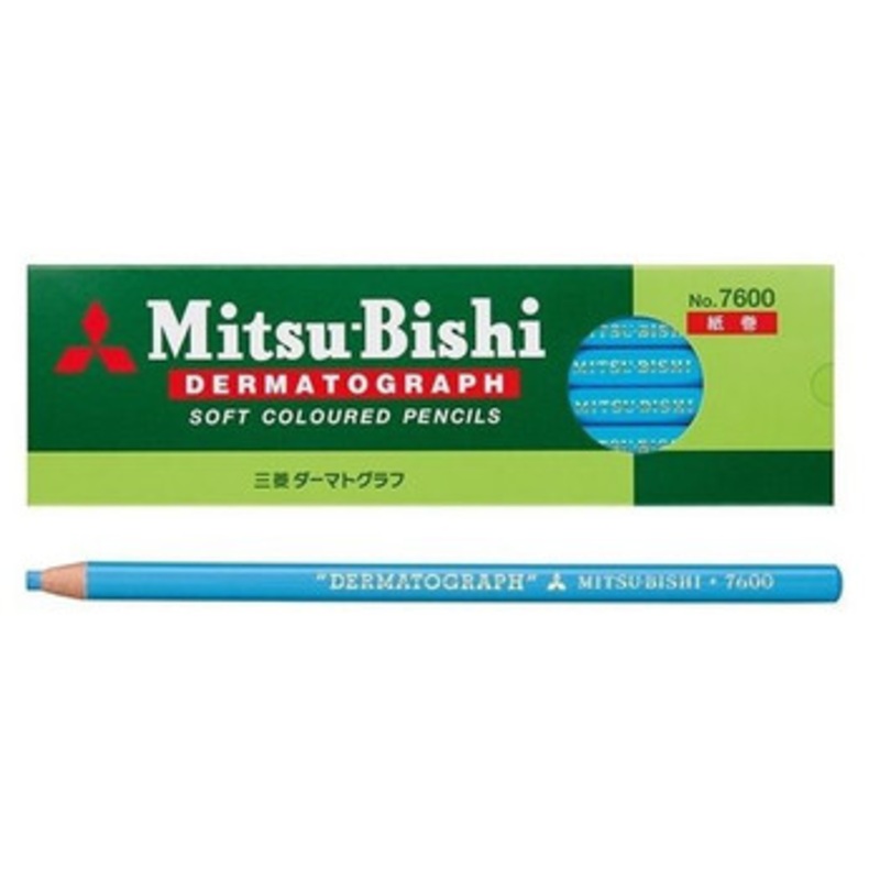 Mitsubishi Pencil Dermatograph Soft Colored Pencil 7600 Light blue (1 Dozen)