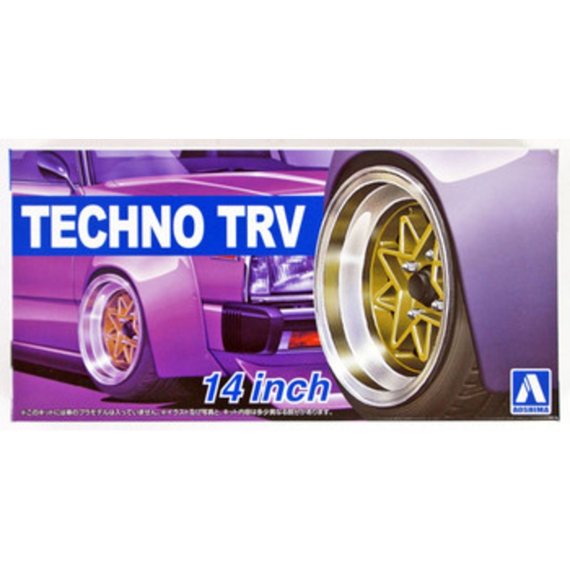 Aoshima Tuned Parts 1/24 Techno Trv 14inch Tire & Wheel Set