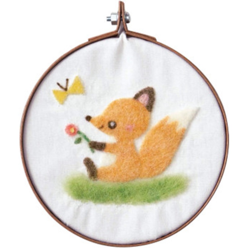 Hamanaka H441-567 Felt Wool Embroidery Fox and Butterfly Kit