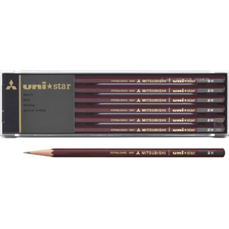 Mitsubishi Pencil uni star Hexagonal Body Pencil 2H (1 Dozen)