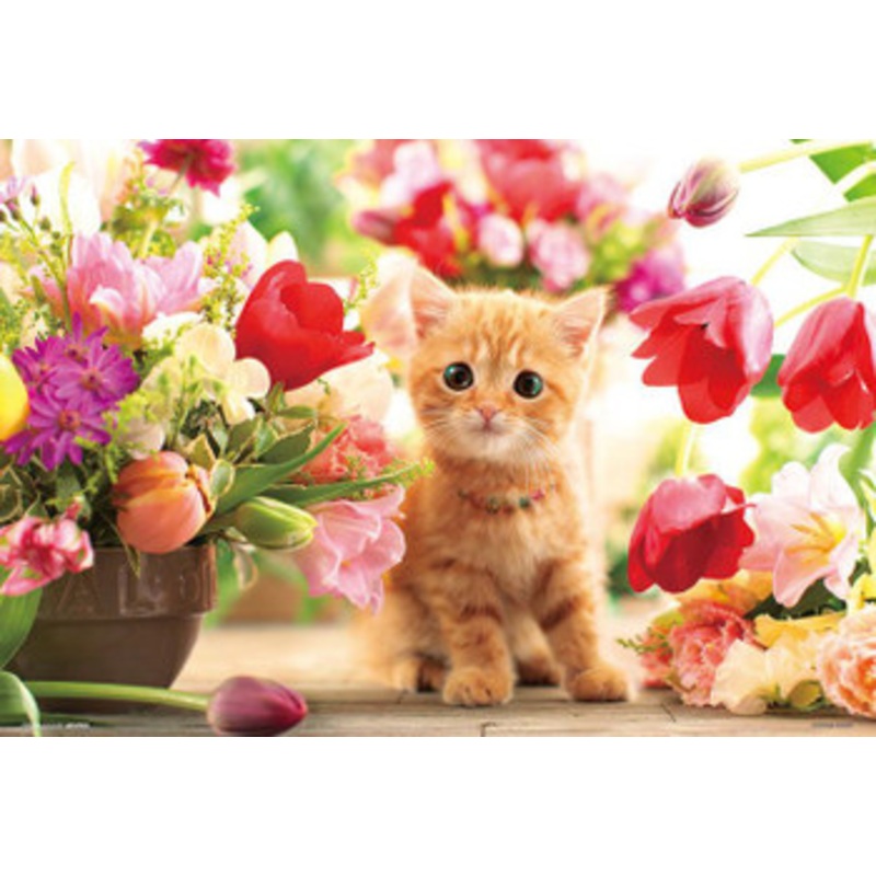 Beverly P33-190 Jigsaw Puzzle Tulips and a Kitten (300 Pieces)