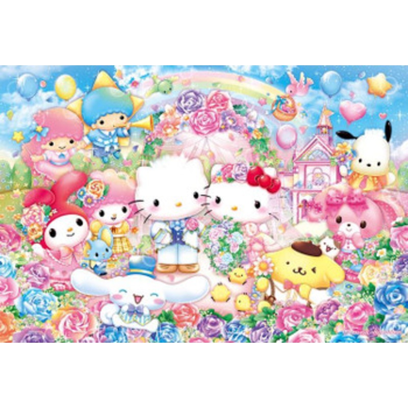 Beverly 31-519 Jigsaw Puzzle Hello Kitty and Sanrio Characters Happy Wedding Party (1000 Pieces)